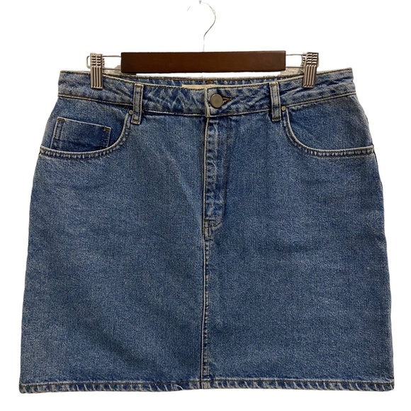 ASOS DESIGN Denim High Waisted Skirt In Midwash - Picture 4 of 13